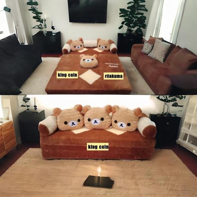Sofa Bed Minimalis Bulu Rasfur Multifungsi Kasur Lipat Motif Karakter Free Bantal Busa Furniture