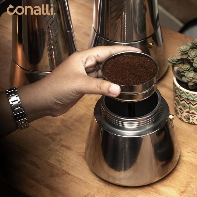 khotim.cz- Mokapot Kompor Induksi Stainless Steel 9 Cup 450ml Moka Pot 12 Cup 600ml Espresso Coffee 