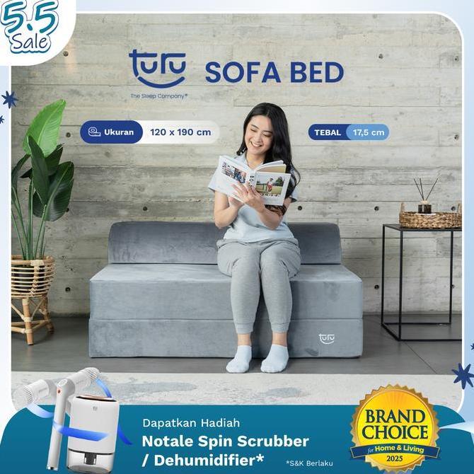 TURU Sofa Bed 2in1 Uk. 120x190 TURU Minimalis Grey / Trifold Kasur Sofa