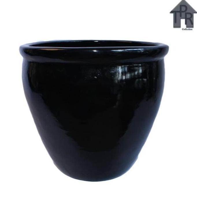 Pot Bunga Tanah Liat Besar Indoor Glossy Duco Bibir Cincin D44
