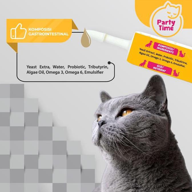 Party Time Gastrointestinal Obat Pencernaan Sensitif Enak Untuk Kucing Anjing Cat Kitten Adult Anak 