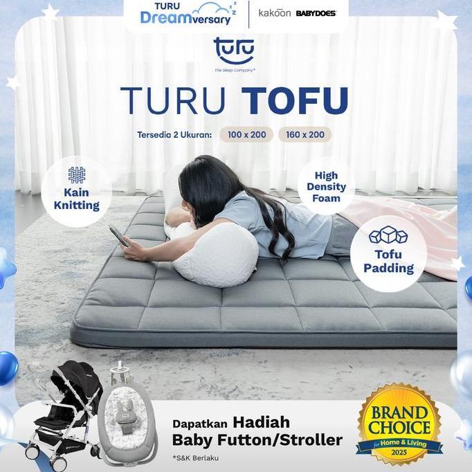 TURU TURU Tofu Kasur Lantai Gulung Premium / Travel Bed Premium / Matras Lantai Kasur Piknik (FREE T