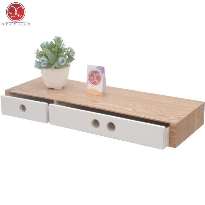 DISKON SPESIAL - Ambalan Laci 60x20cm Gantung Melayang Rak Buku Minimalis Dinding Rumah