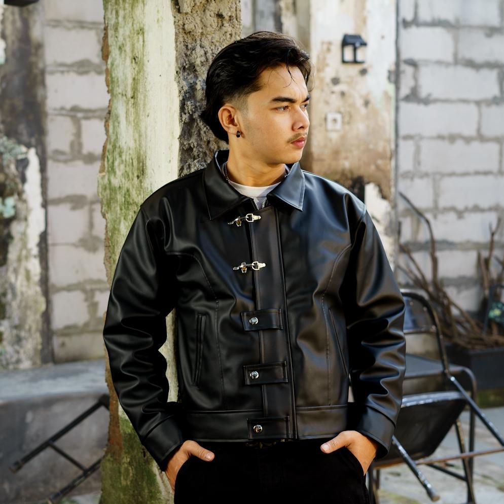 BEST SELLER BOZRVK - KAIT CLASP LEATHER JACKET PUTIH - JAKET KULIT SINTETIS