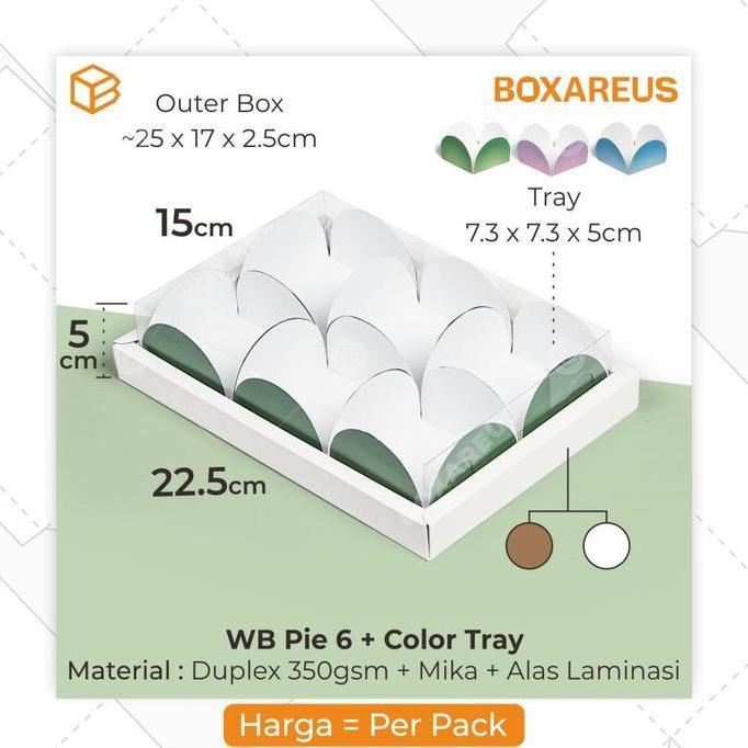 Box Lebaran Pie Packaging Mika Sekat 6 Dus Kue Idul Fitri | WB Pie 6