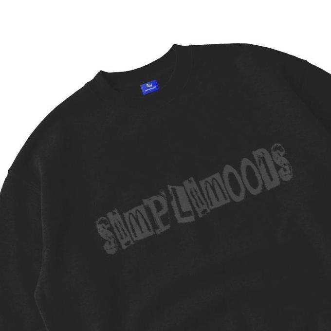 Simplimoods Crewneck Sweater Boxy Pria Wanita Vintage No Expect Crewneck 320 Gsm Hitam Black Unisex 
