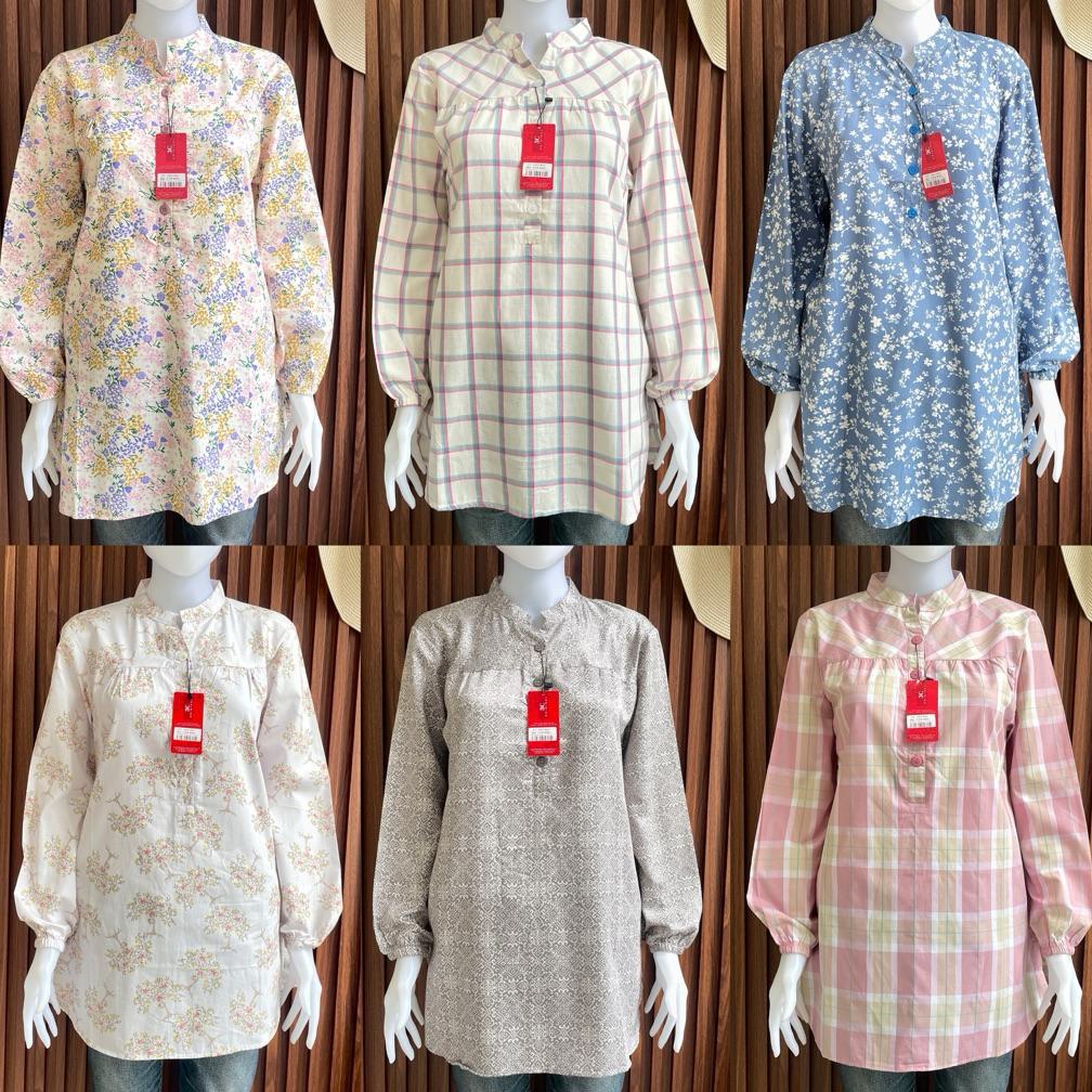 Tunik Eclo Tunik Wanita 3C Motif Kotak Kotak Tunik Wanita Bahan Katun Premium