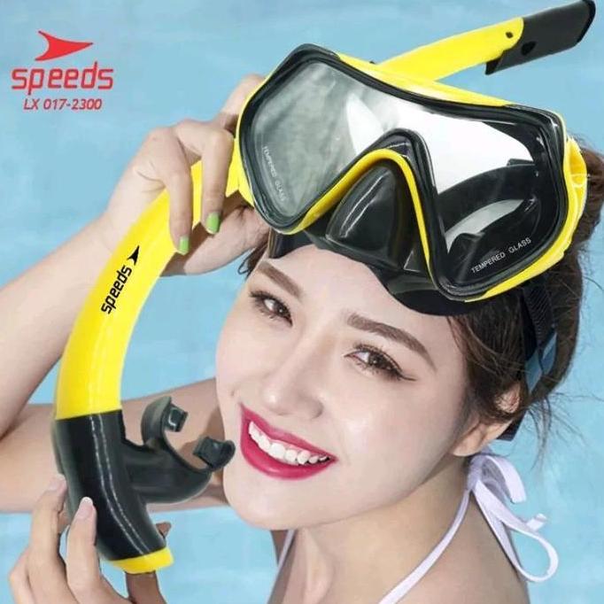 KACAMATA RENANG SNORKELING SET KACAMATA MENYELAM ALAT SNORKELING ORIGINAL SPEEDS FREE BAG