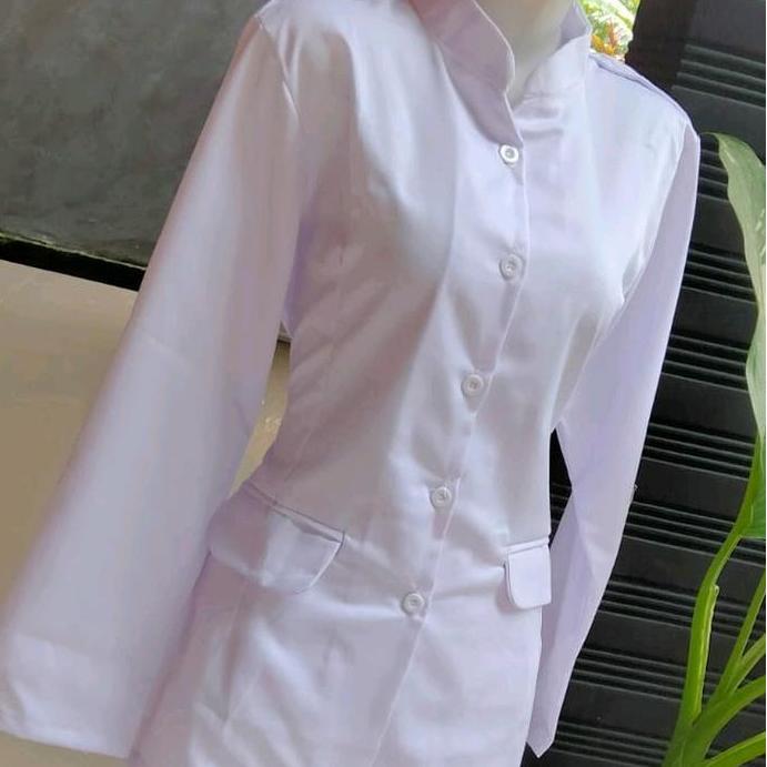 SERAGAM PDH PUTIH KRAH SANGHAI SAKU BAWAH BAJU PDH PUTIH PPPK CEWEK Panjang Kerja