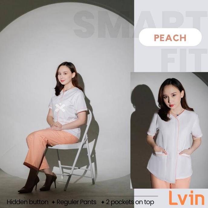 Baju Seragam Suster Lvin New Classic Putih  / Seragam Suster Lengan Pendek  / seragam klinik oka / s