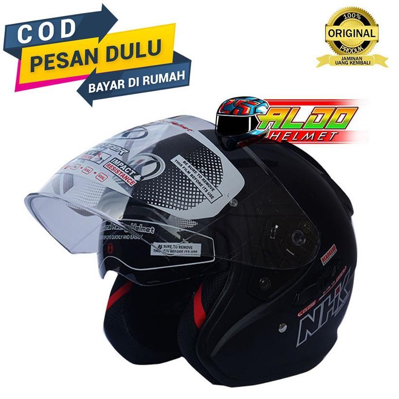 HELM / NHK / HELM NHK R1 / HELM NHK R1 SOLID BLACK DOFF ORIGINAL / NHK R 1 POLOS DOUBLE VISOR / HELM
