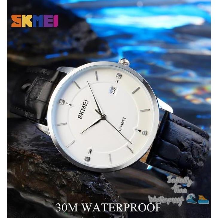 Orologi- Jam Tangan Skmei 1801 Analog Tanggal Tali Kulit Kualitas Tahan Air