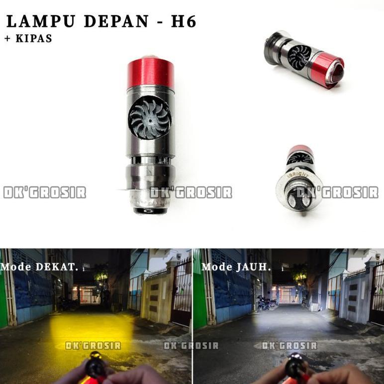 IBRIGHT Lampu Depan H6 Kipas LED Lampu Utama tipe Laser Jauh Dekat High Low Putih Kuning