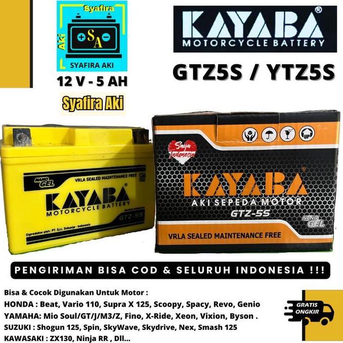 Aki Motor Kayaba Gtz5S Aki Kering Beat Vario Revo 110 Scoopy Supra X 125 Spacy Blade New Mega Pro Ve