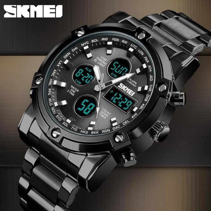 Orologi- Jam Tangan Pria Analog Dital Skmei 1389 Ter Resist 3Atm Stainless Steel