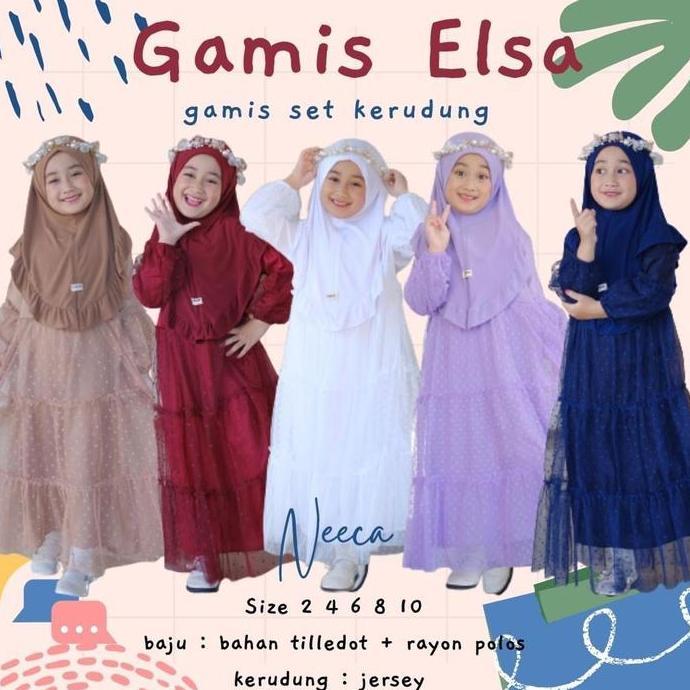 Gamis Elsa Plus kerudung gamis anak tile gamis anak puring gamis tutu baju muslim anak neeca kiddos 