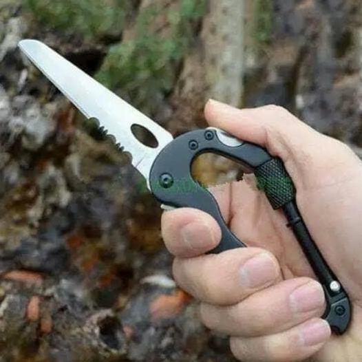 New - Pisau Carabiner 5 In 1 - Pisau Lipat Karabiner - Pisau Gunung Survival