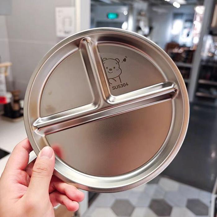Snack Lunch Tray Stainless Steel / Piring Makan Sekat Anak