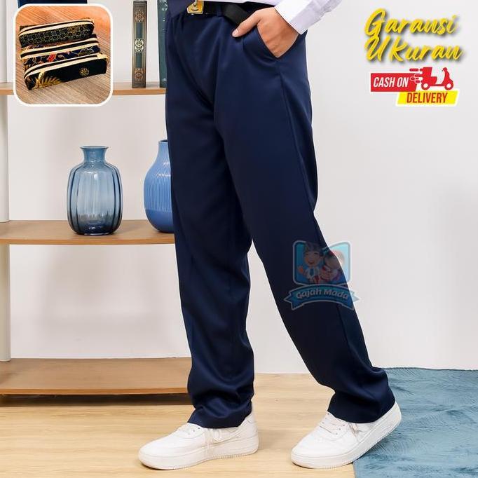New - Celana Panjang Smp Premium Biru Dongker Bahan Nagata Drill Seragam Sekolah - Gajah Mada Unifor