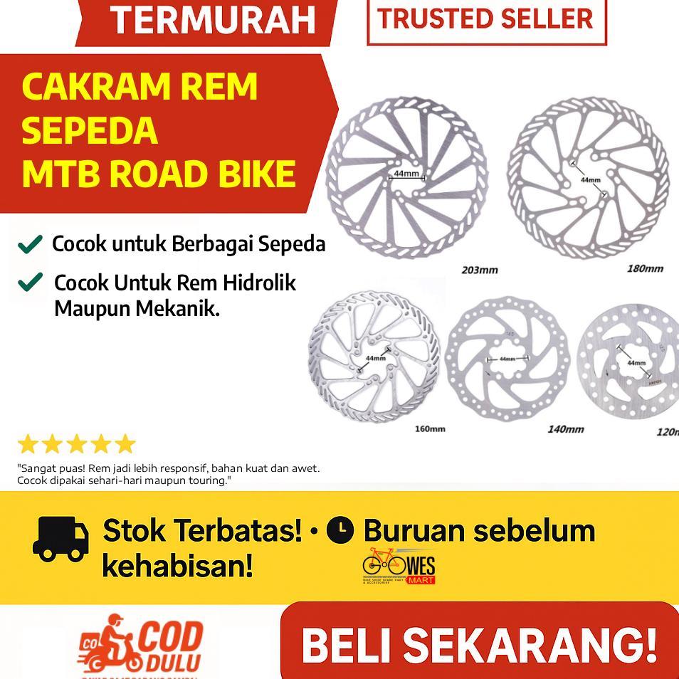 Cakram Rem Sepeda Mtb Road Bike Disc Brake Rotor Stainless Steel 120-203Mm 6 Bolts Termurah