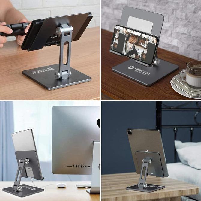 Stand Holder Tablet Dudukan HP TRIPLEDI Desktop POS Meja Kasir Aluminium