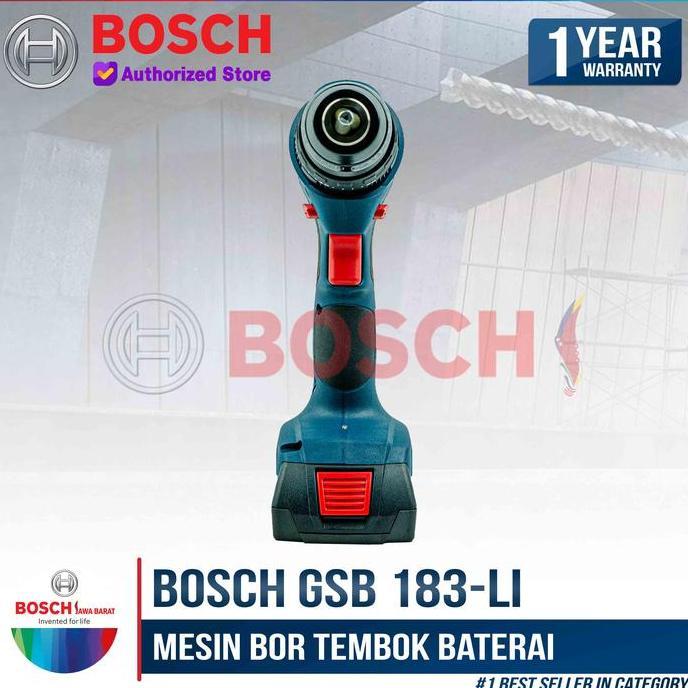 Bosch Mesin Bor Tembok Baterai GSB 183-LI 18V Cordless Impact Drill 18 Volt 1 Baterai (TERBAIK) (TER