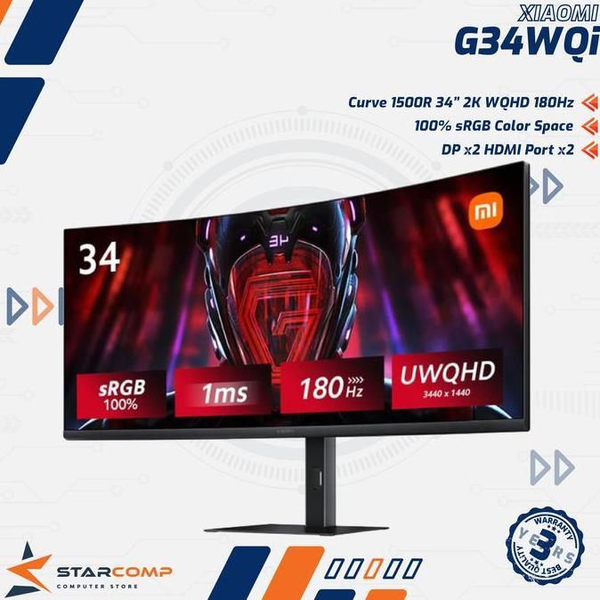 (Good) Xiaomi Mi G34WQi 34" WQHD 2K 180Hz Curved Monitor Ultrawide