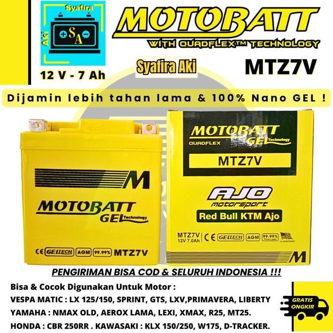AKI MOTOR NMAX, AEROX, VESPA LXV 125, KLX 150 MTZ7V MOTOBATT ASLI