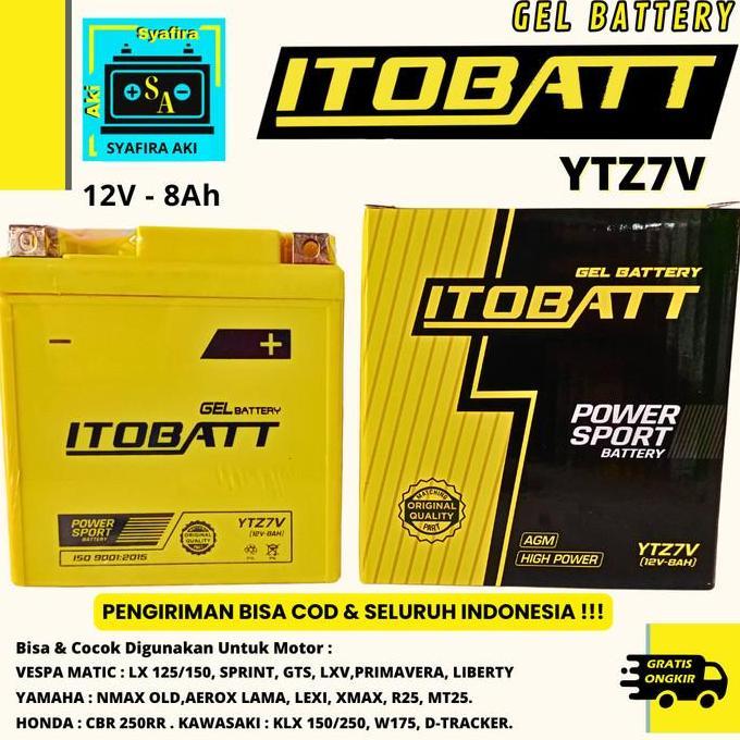 AKI MOTOR NMAX OLD, AEROX OLD, LEXI YTZ7V ITOBATT GELL 8AH MURAH