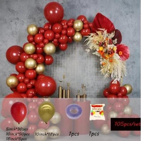 DINOSO Balon Set Dekorasi Merah Maroon Karangan Garland Balon Set Dekorasi Pesta Ulang Tahun Warna M