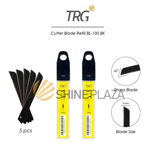 (Good) TRG Black Cutter Blade BL-100BK - Refill Pisau Cuter Kecil Hitam Tajam Isi 5 Buah TRG
