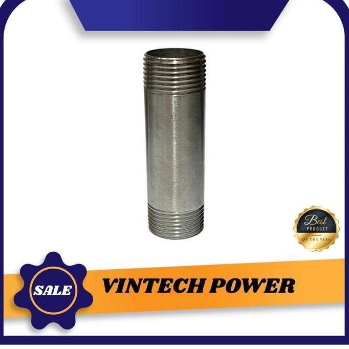 pipa drat stainless steel size 2" panjang 100mm