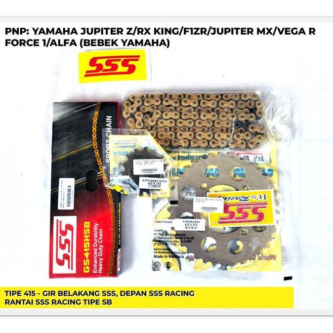 Ger Girset SSS 415 Yamaha Jupiter Z RX King F1ZR Ukuran Depan 13T/14T/15T Belakang 30/31/32/33/34/35