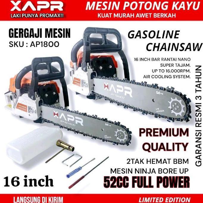 APR Chainsaw Senso 22 Inch 58CC Perkakas Pertukangan Mesin Gergaji Potong Kayu Pohon chainsaw