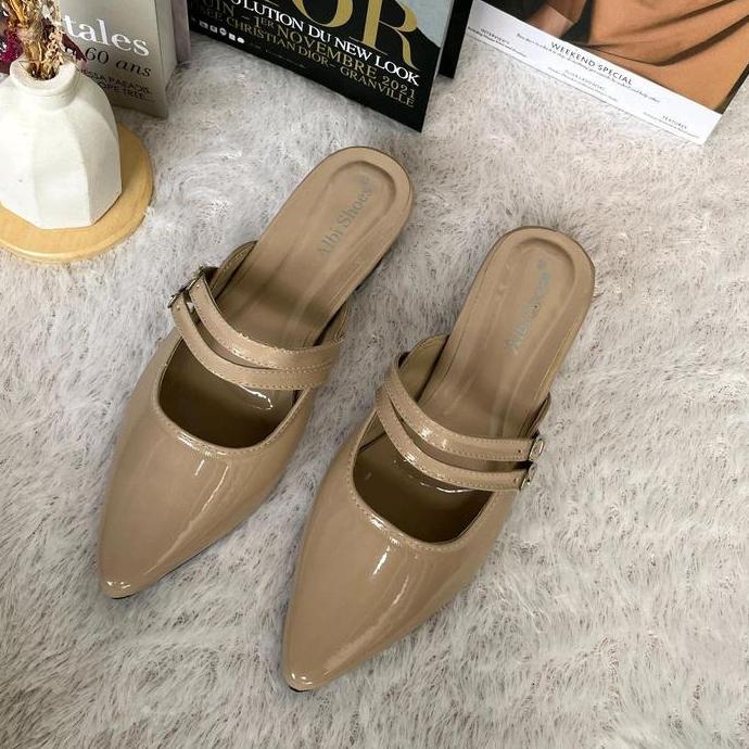 Sandal mules heels wanita 3cm big size 36-45 LA