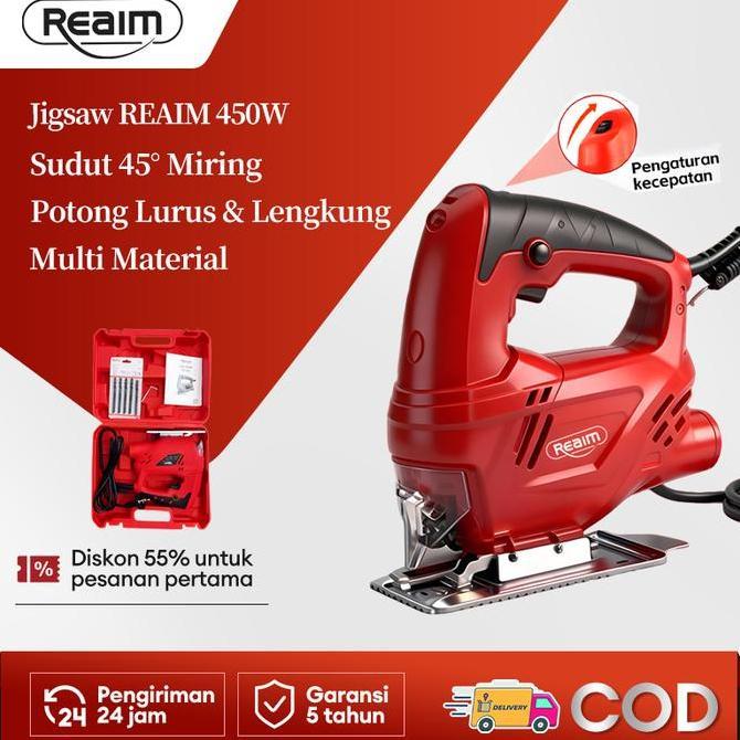 Reaim Mesin Gergaji Jigsaw 600W Mesin Gergaji Kayu Jig Saw Mesin Potong Kayu Jigsaw Mesin Gergaji Uk