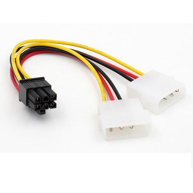 DUAL MOLEX 4 PIN MALE TO MOLEX 6 PIN FEMALE PCIE UNTUK VGA