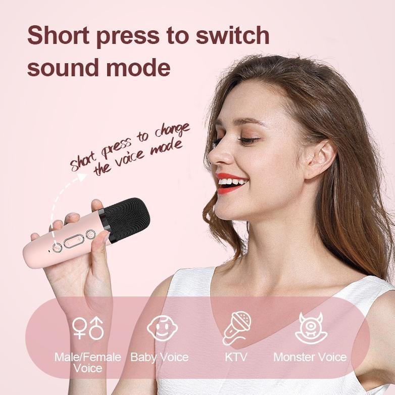 BEST SALE Mini karoke Speaker Bluetooth 2 mic / Mini karoke Speaker Bluetooth Portabel Penuh Bass / 