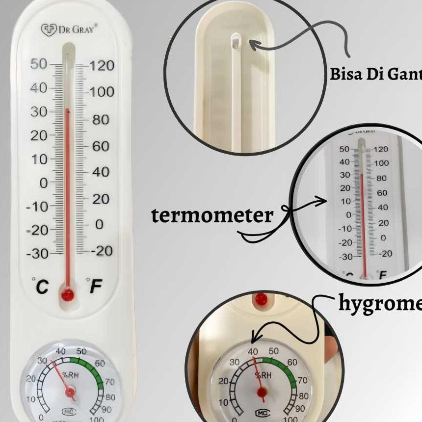 Termometer Alat Pengukur Suhu Ruangan Hygrometer Analog 9 Inch Dr Gray - Hg9
