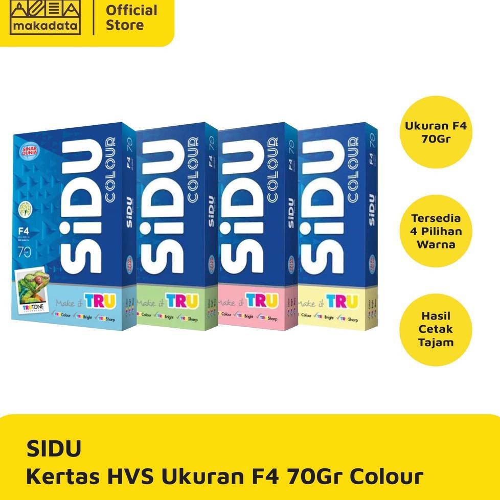 Kertas Hvs / Print / Fotocopy Sidu F4 70Gr Colour (1 Rim) Murah