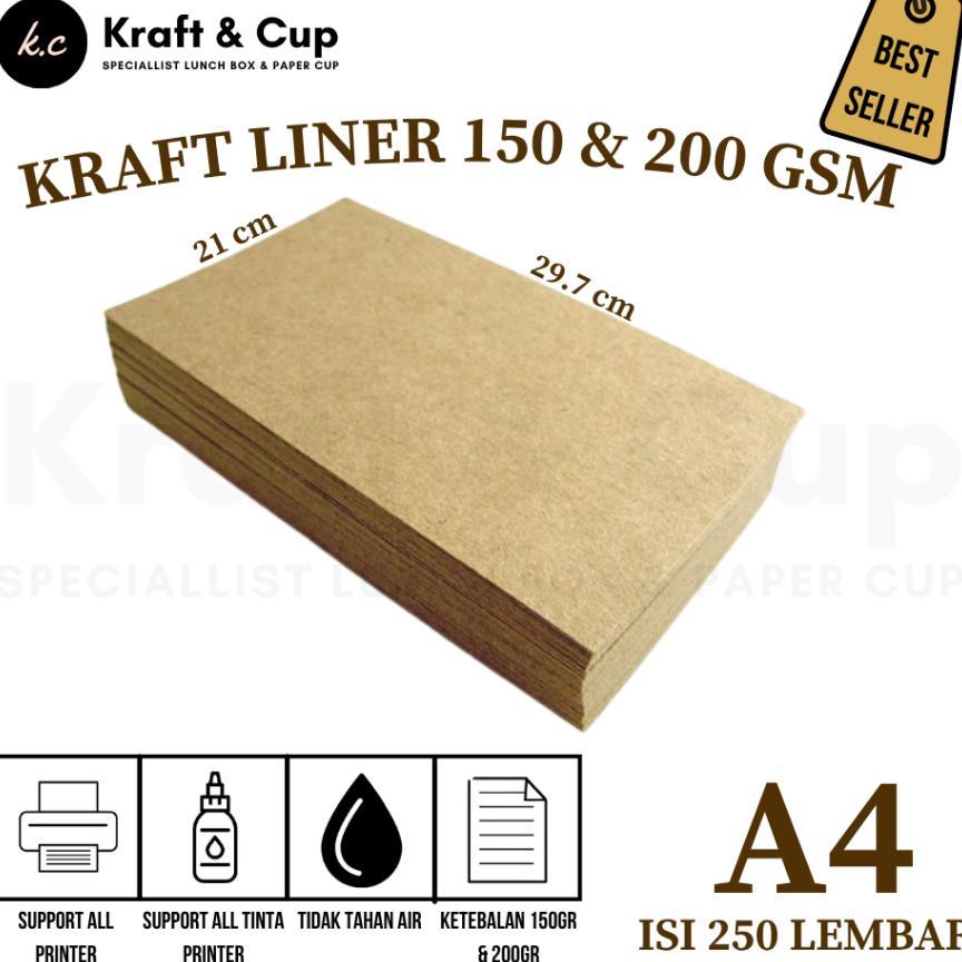 [250 Lbr] Kertas Kraft A4 Liner 150 & 200 Gsm Kraft Liner A4 Kertas Cokelat A4