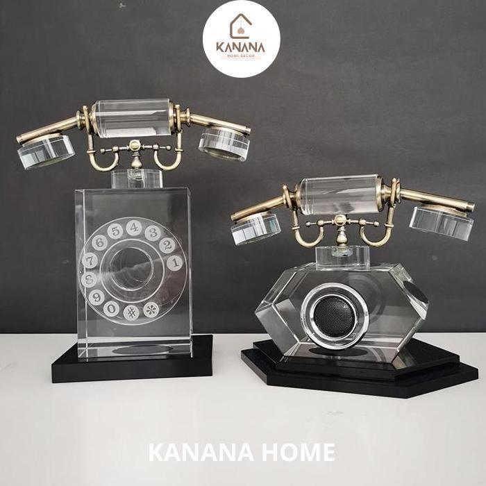 (Ready Stok) Pajangan Meja Miniatur Telpon Klasik / Retro Telephone Crystal Ornaments 3870