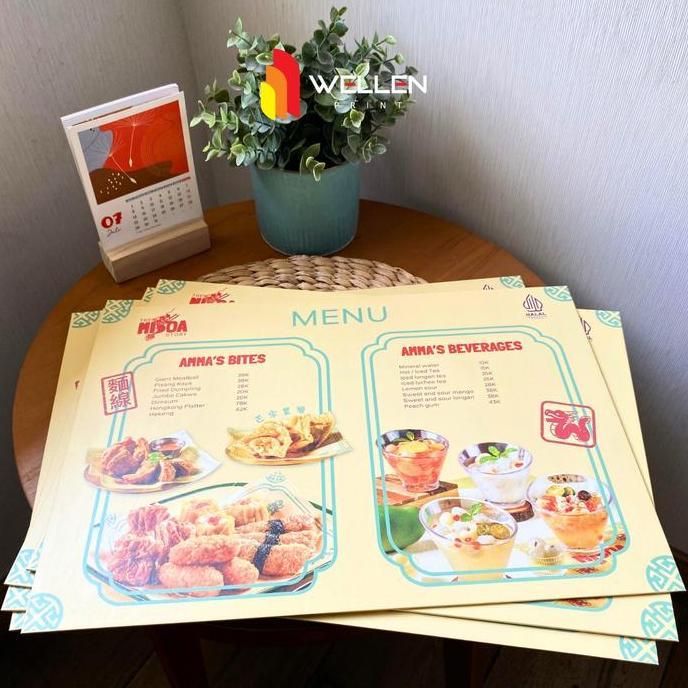(Good) WELLEN PRINT Cetak Menu Board Custom / Print Papan Menu Hard Cover A3 / Daftar Menu Hardcover