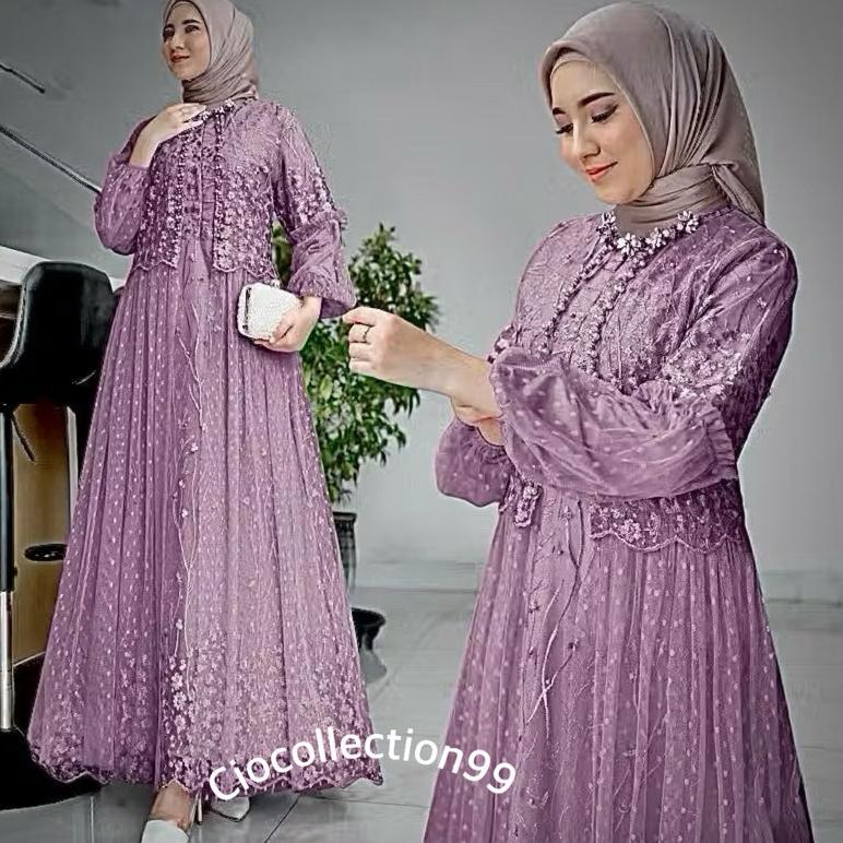 Maxi Bianka Gamis Pesta Brukat Dres Kondangan Remaja Wanita Kekinian Gamis Brukat Terlaris