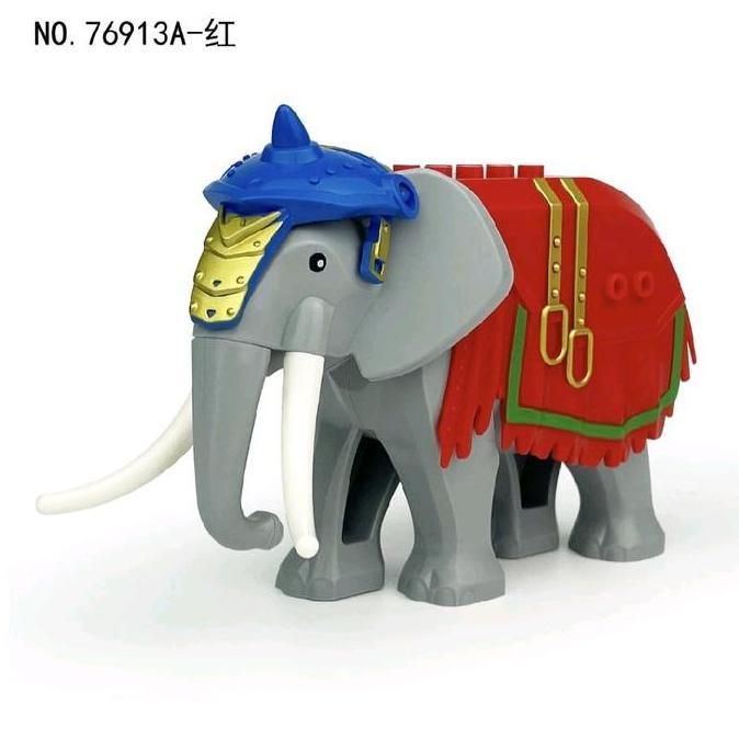 mainan balok medieval gajah perang abu