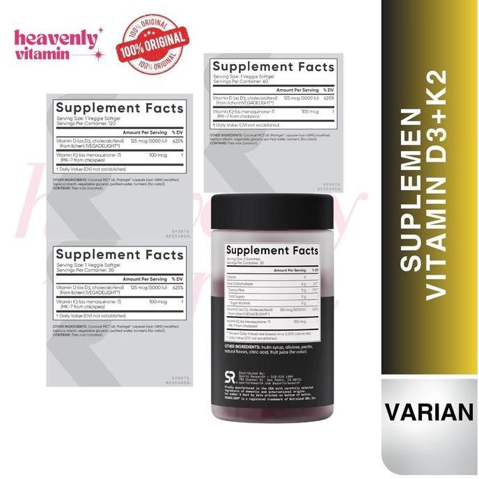 Kitman- Sr Vitamin D3 + K2 Sports Research With Coconut Mct Oil Plants Based
