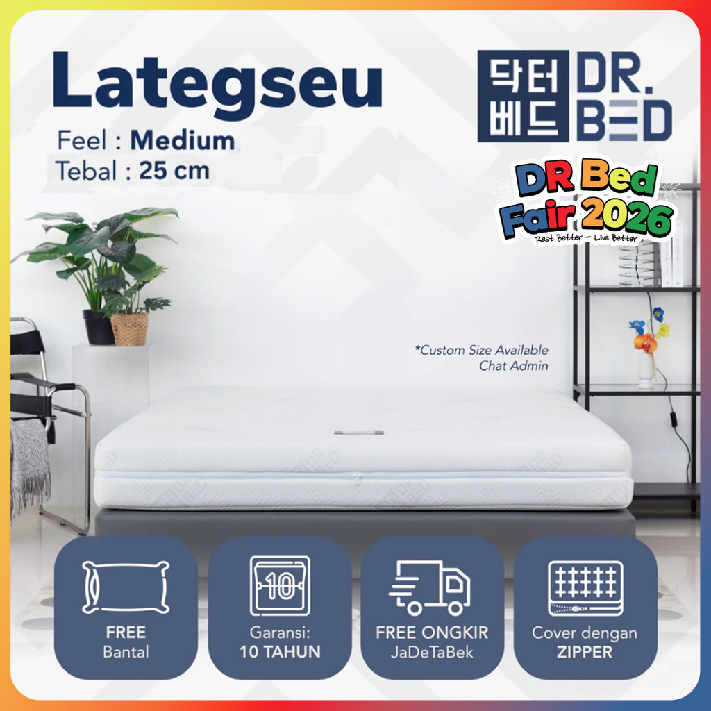 DR.BED - [CUSTOM] Kasur Latex Lategseu 25cm uk.90x200 - 200x200 cm