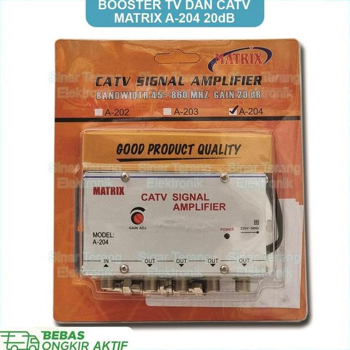 Booster Indoor Dan Spliter Matrix A-204 (Penguat Sinyal TV) 4 Way