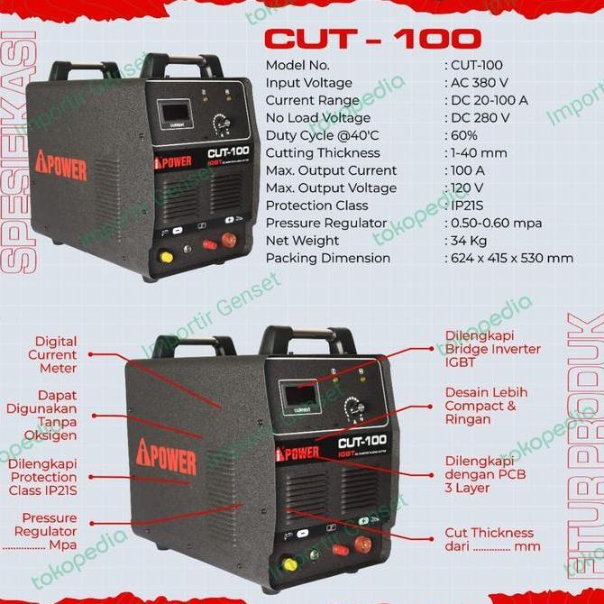 Mesin Las Potong Plasma Cutter Cut- 100 Ipower / Mesin Las Listrik