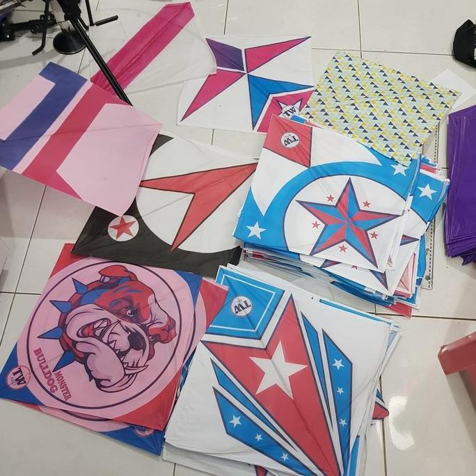 (1 pack) Grosir layangan sablon 55-58 murah bagus untuk dijual kembali / layangan anak / layangan ad